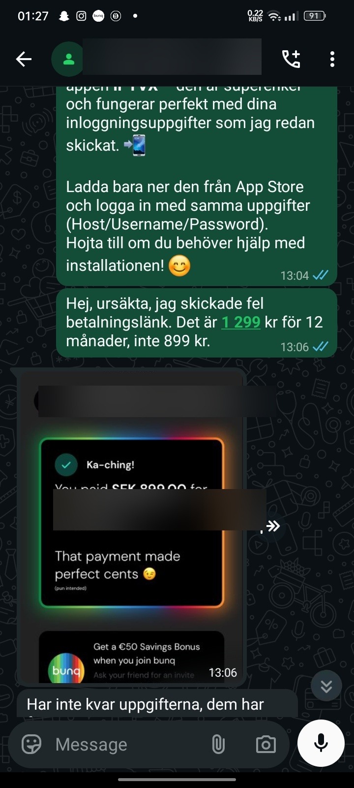 Betalningsbevis 899 kr Premium VIP