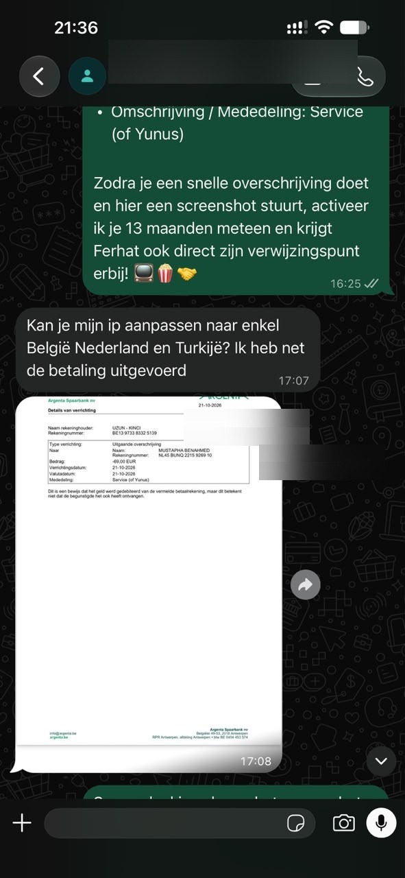 Betalningsbevis 69 euro banköverföring Argenta